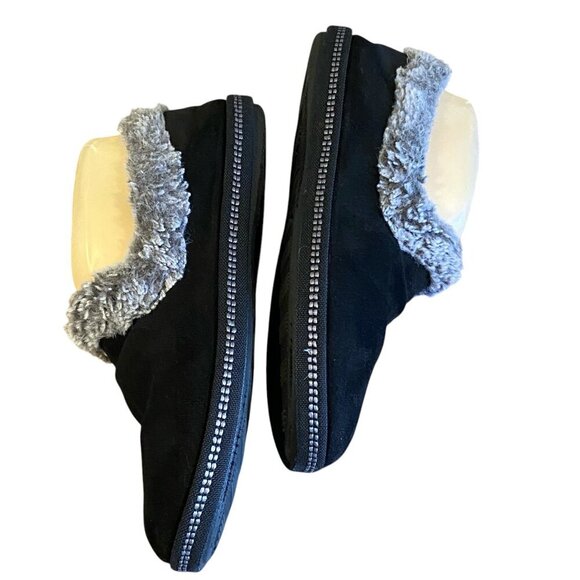 Skechers Memory Foam Slippers Fur Lined Sz 7 Black/Gray #45Q - Picture 6 of 10